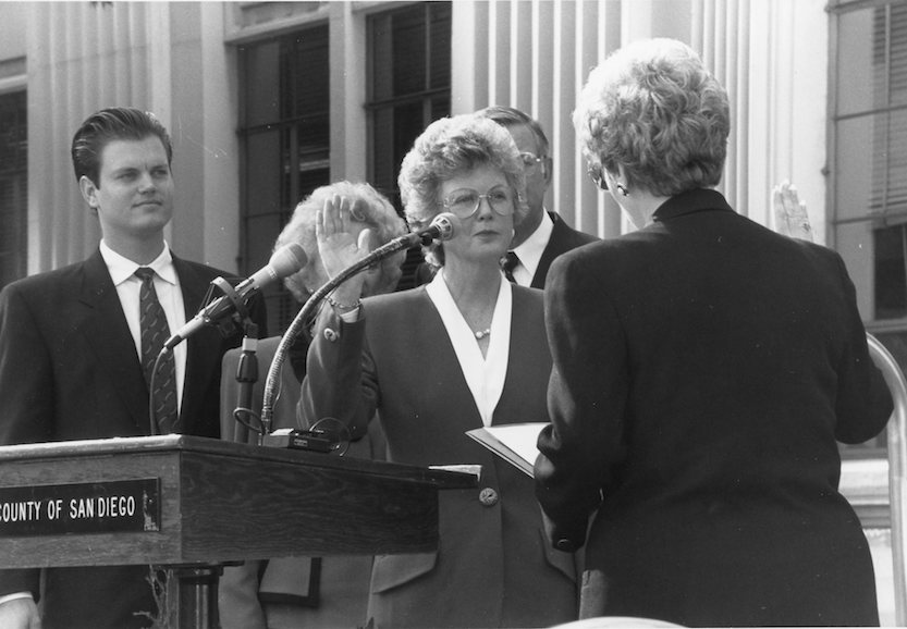 Jacob’s first swearing-in as a supervisor in 1993