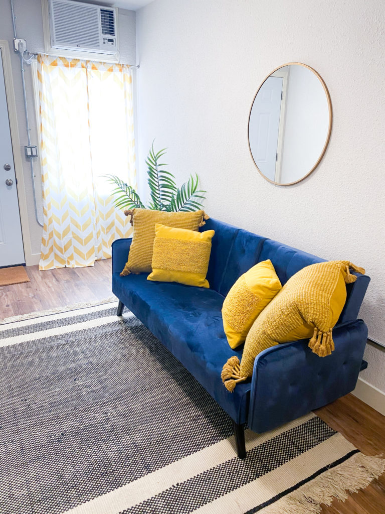 Image of a living room in the converted shipping container