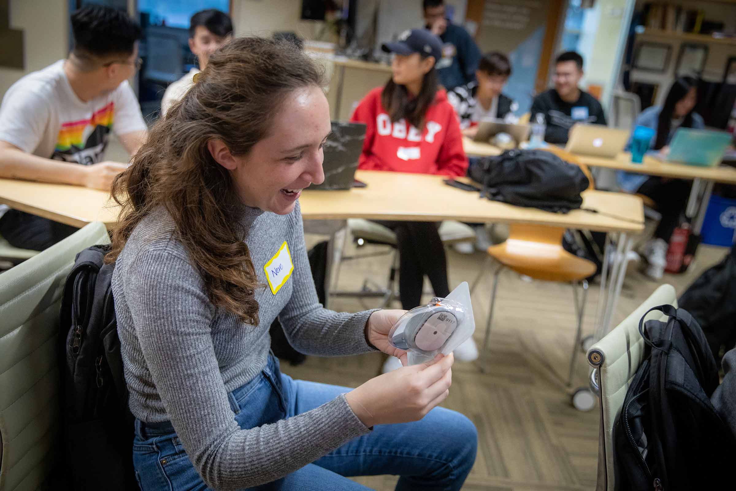 Cognitive Science major Neve Foresti working on an app’s user experience for the Diabetes Design Initiative at the Design Lab. (Photo courtesy of UC San Diego)