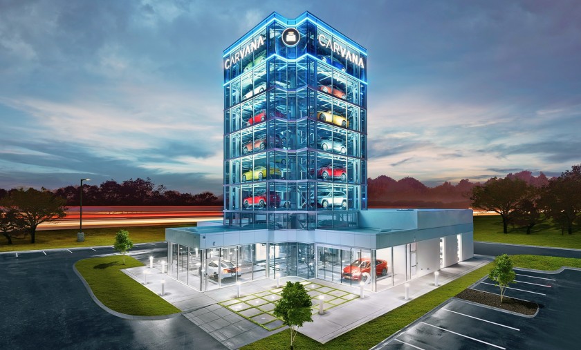 Rendering of Carvana's car vending machine. (Photo courtesy of Carvana Inc.)