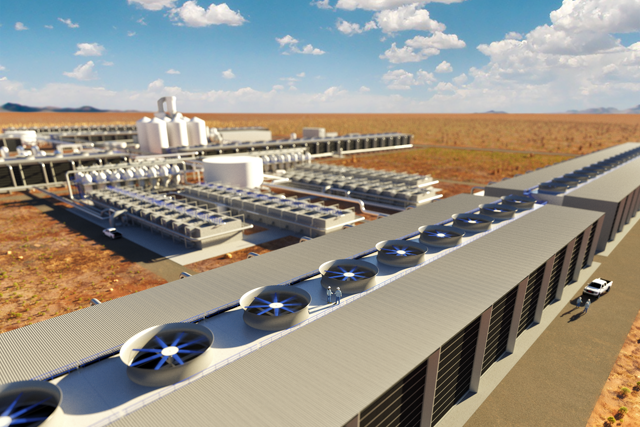 Rendering showing ‘first look’ of what will be the world’s largest DAC plant. (Courtesy of Carbon Engineering)