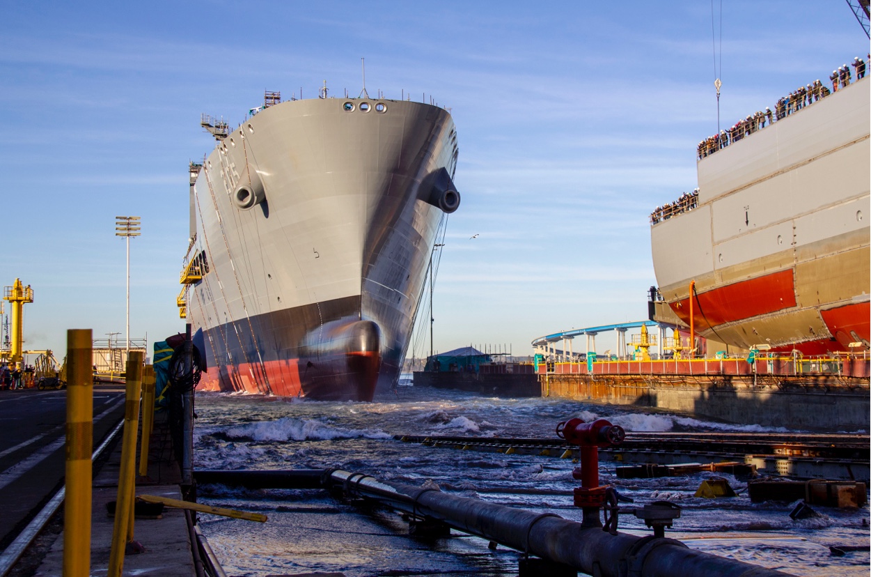 The future USNS John Lewis launched by NASSCO. (Photos courtesy of NASSCO)