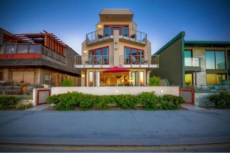 Oceanfront Mission Beach duplex listed for $5.38 million. (Photo by Previewfirst)