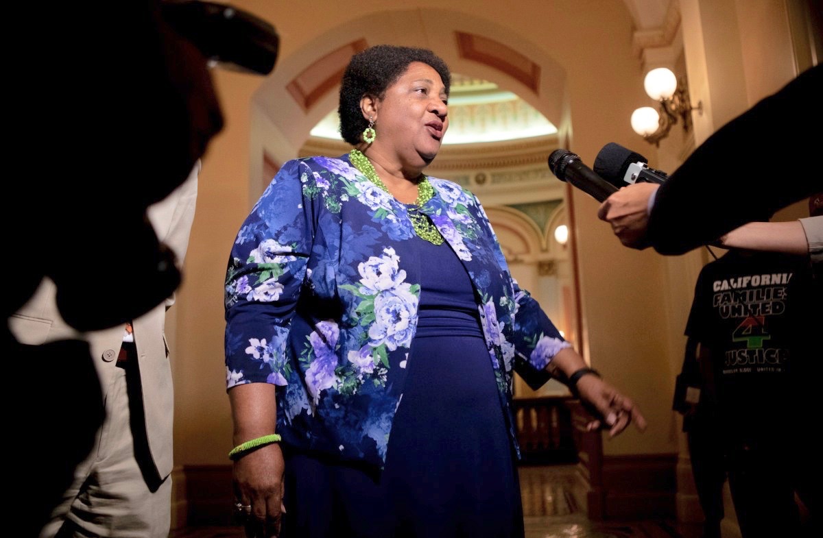 Assemblymember Shirley Weber gives a press conference in the capitol following the passage of her bill AB 392 which would limit the use of deadly force by police in California on July 8, 2019. (Photo by Anne Wernikoff for CalMatters)