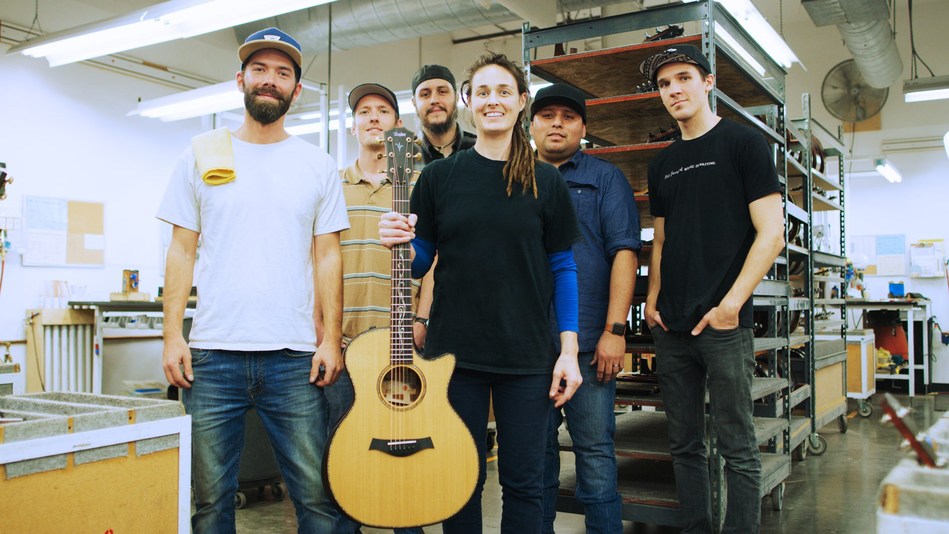 Taylor Guitars employees, now owners, at the El Cajon factory prior to the COVID-19 pandemic.