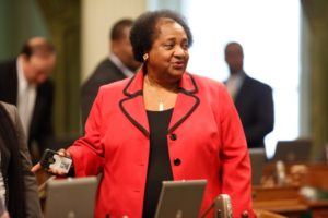 Shirley Weber at the California Assembly’s most recent swearing-in ceremony. Photo by Steve Yeater for CALmatters