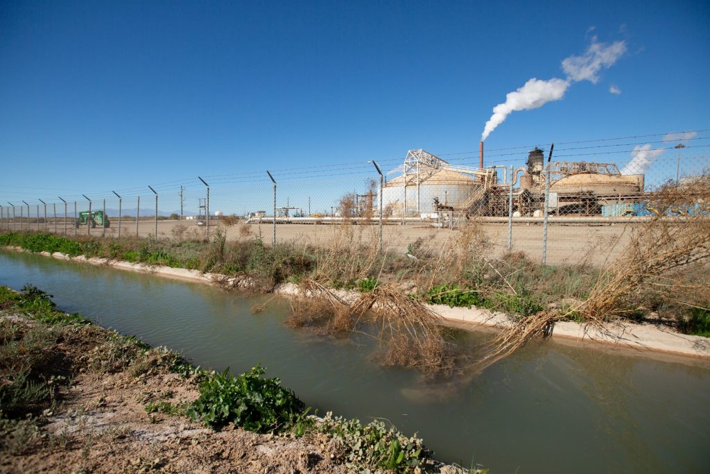 Geothermal plants near Brawley pull superheated brine from deep beneath the Salton Sea to produce energy. (Photo by Shae Hammond for CalMatters)