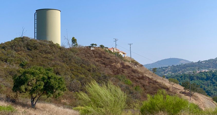 The Hauck Mesa Storage Reservoir project includes demolition of an abandoned steel tank. Construction is scheduled to begin in February 2021. (Photo: San Diego County Water Authority